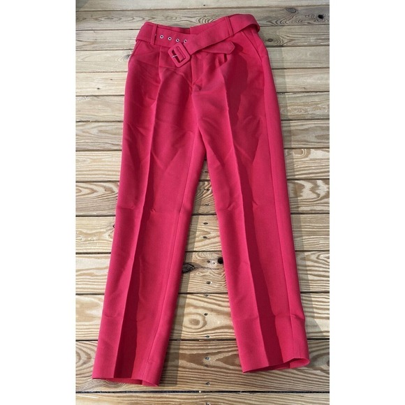All Worthy Pants - NEW All Worthy Belted Hunter McGrady Ankle Pants Size 4 Women’s Red